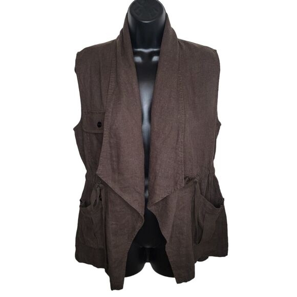 Sanctuary open front linen blend cargo utility vest size Small - Picture 1 of 7